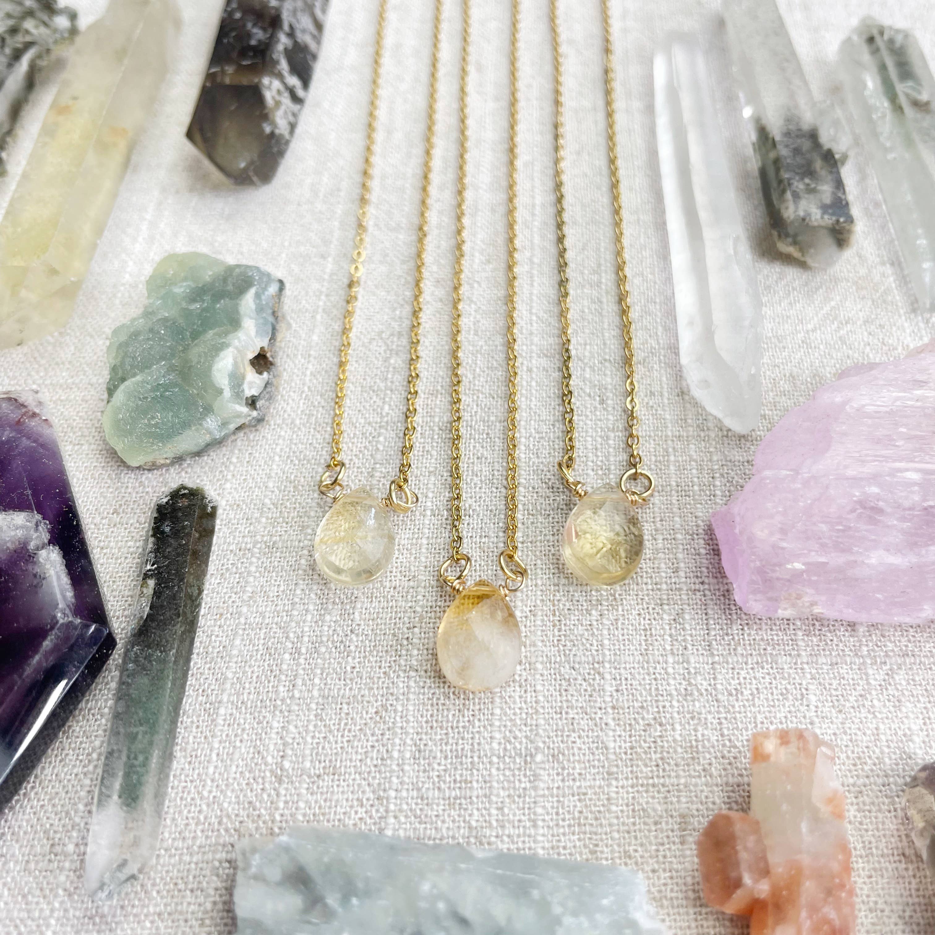 Ewelina Pas Jewelry - Wholesale Halskettinghanger - Citrien Geslepen Druppel Fijne Ketting3