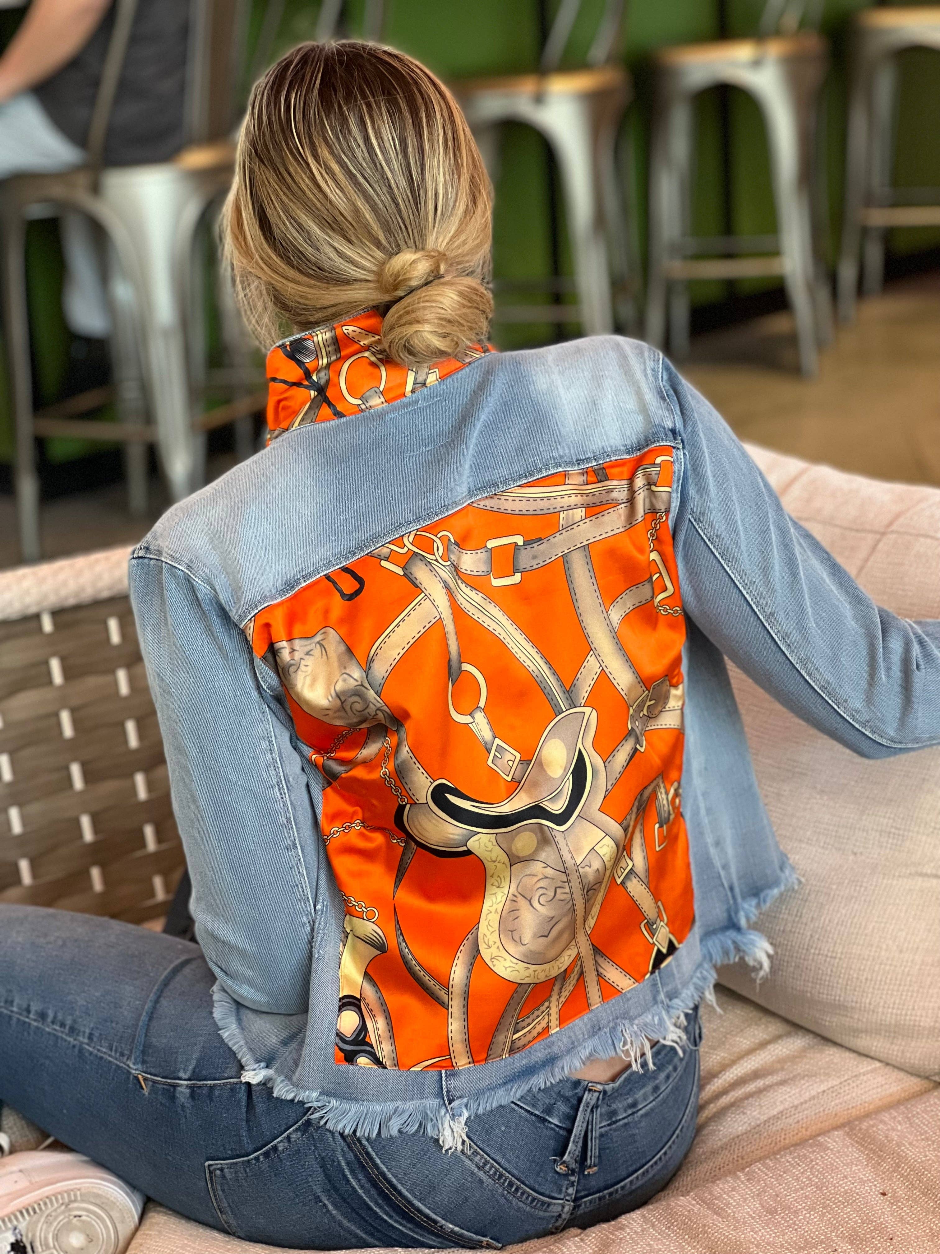 Stacy Bradley Design - Wholesale Denim Jacket - Women's - The Light Denim Jacket / Orange Equestrian1