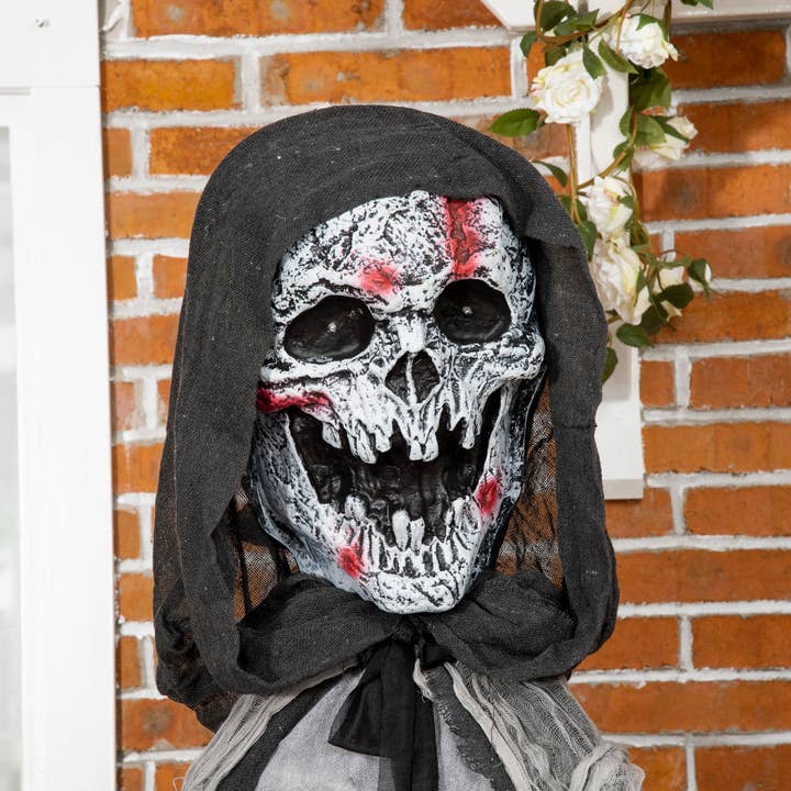 39F Inc. - Wholesale Outdoor Ornament/Decor - Outsunny 74' Life Size Outdoor Halloween Decorations Skeleton Witch, Animated Prop Animatronic Decor with Sound and Motion Activated, Light Up Eyes and Chest, Howling and Chain Sound1
