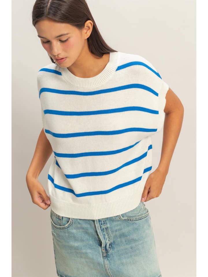 Striped Crew Neck Knit Top for wholesale by HYFVE