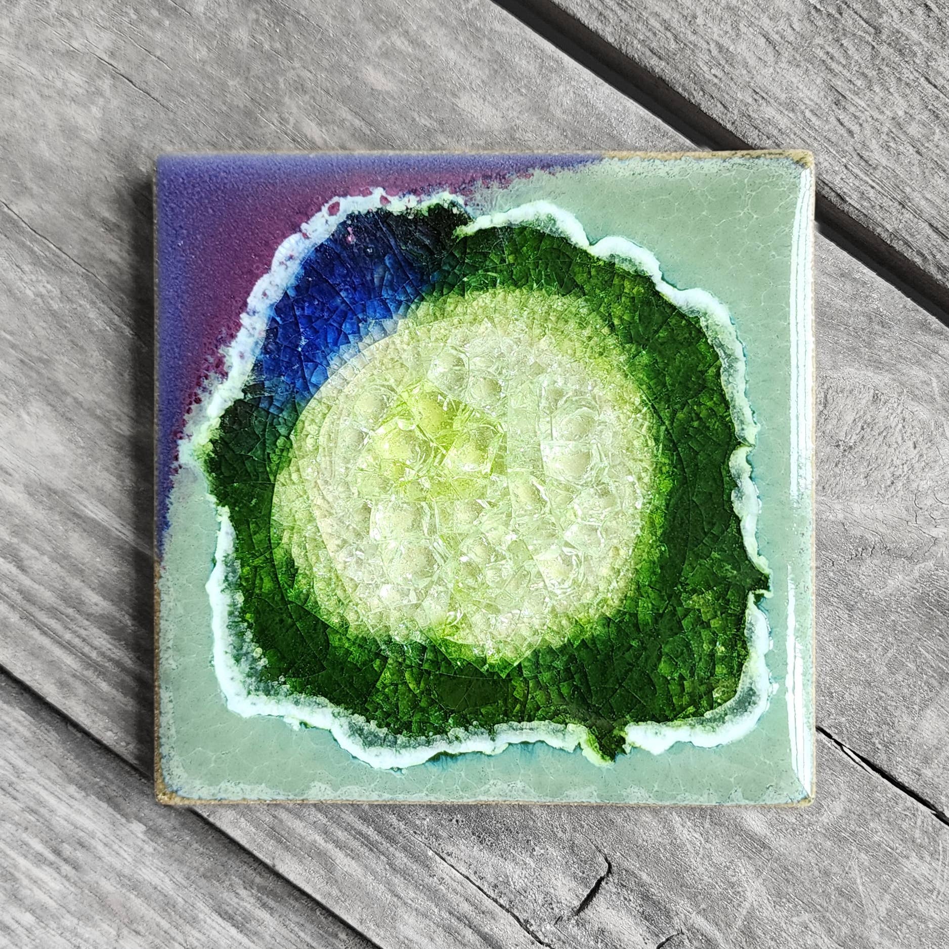 Dock 6 Pottery - Vente Sous-verre - Sous-verre Geode Crackle, individuel, 4 « x 4", verre fondu43
