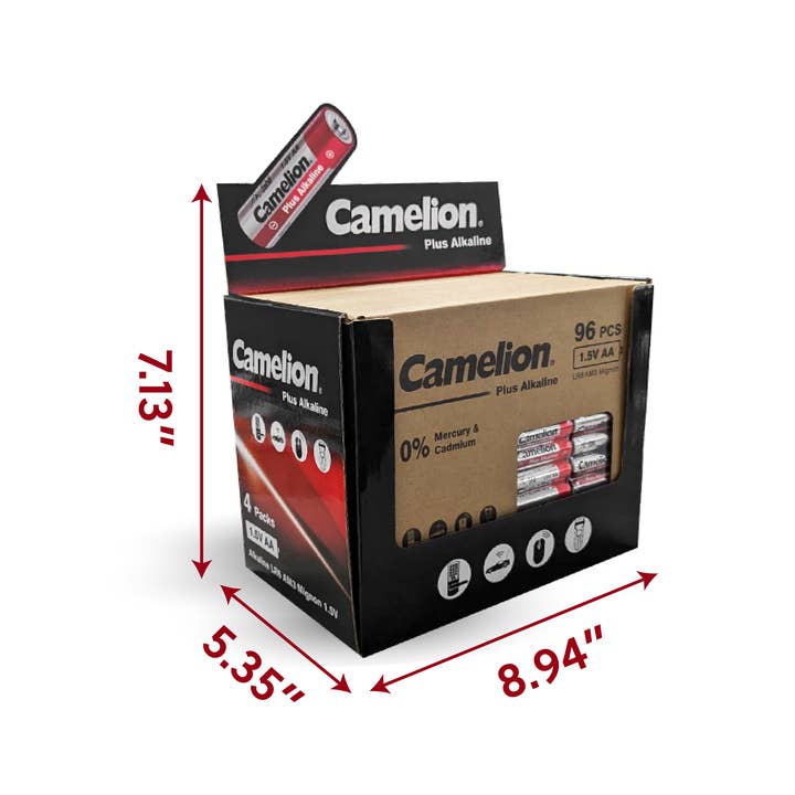 Camelion Battery - Wholesale Retailer display – Paper & novelty - Camelion AA Plus Alkaline 96Pk Box Counter Display (4pk)2