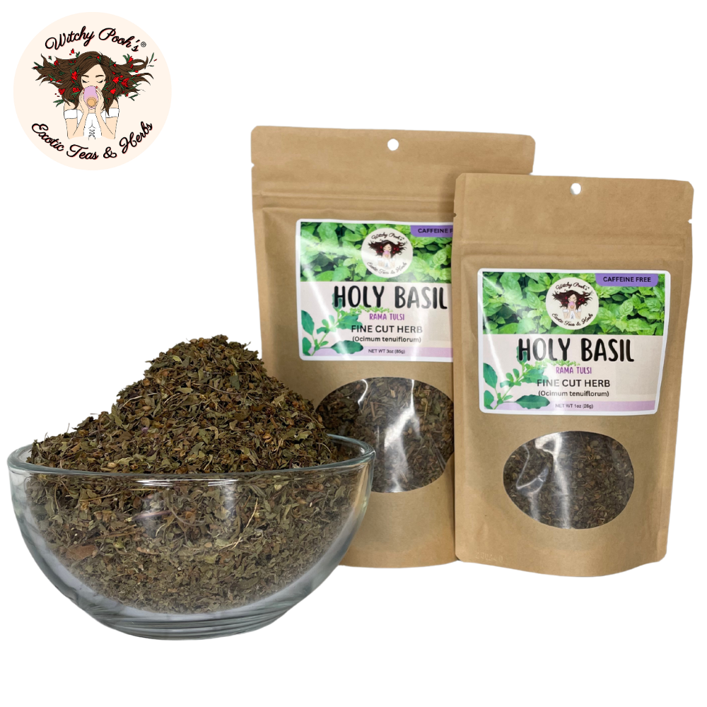 Witchy Pooh's Exotic Teas & Herbs - Venta al por mayor Tés a granel - Té de Albahaca Sagrada de Witchy Pooh - Rama Tulsi, Hoja Suelta5