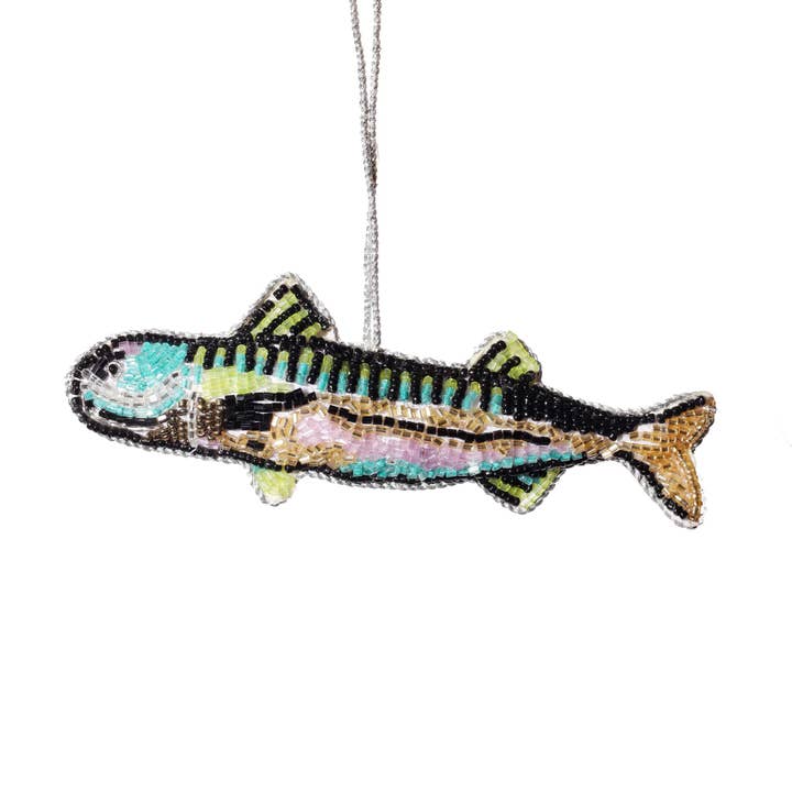 Beaded Mackerel Hanging Decoration for wholesale by Cream Cornwall