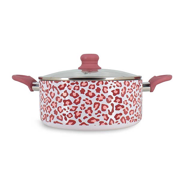 Menastyl - Wholesale Cooking Pot - Leopard Dutch oven 24cm in recycled pink aluminum0