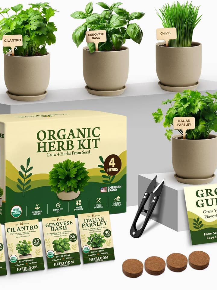 HOME GROWN Organic Indoor Herb Garden Kit – 4 Herbs
for wholesale by Homegrown Garden