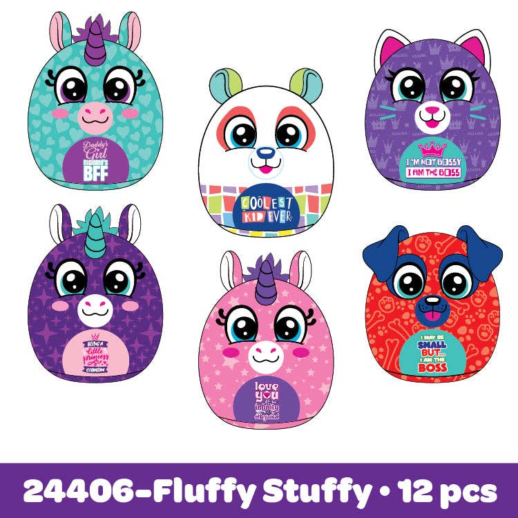 Novelty Closeout - Wholesale Stuffed/Plush Toy - Kids & Baby - Plush Toy Pillow 8" Fluffy Stuffy Assortment- 12/Pack1