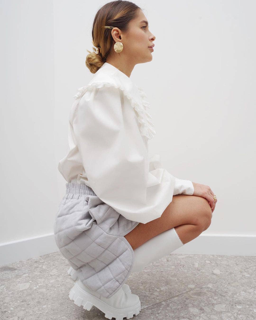 Marayn - Wholesale Button Down Shirt - Women's - French Chic Ruffle Collar Cotton Blouse3