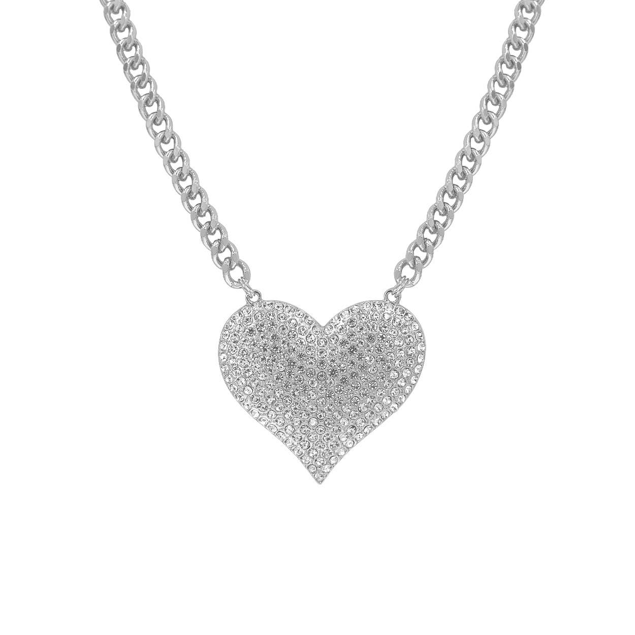 SP Sophia Collection - Wholesale Pendant/Charm Necklace - Valentine's Day Rhinestone Heart Pendant Necklace4