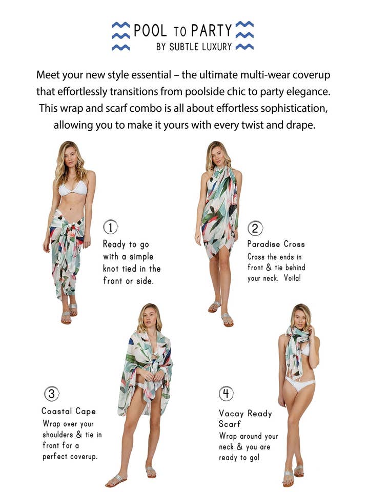 Azul Pareo Multiusos con Estampado Liso Ondulante en Azul de venta al por mayor en Faire2