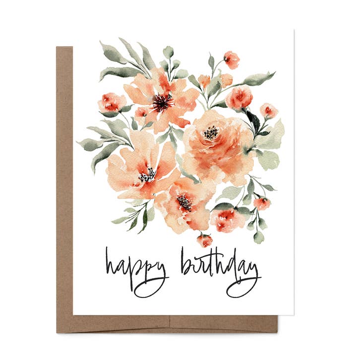A2 Loose Watercolor Florals Birthday Card with Envelope for wholesale by Petals by Priya Watercolor Designs