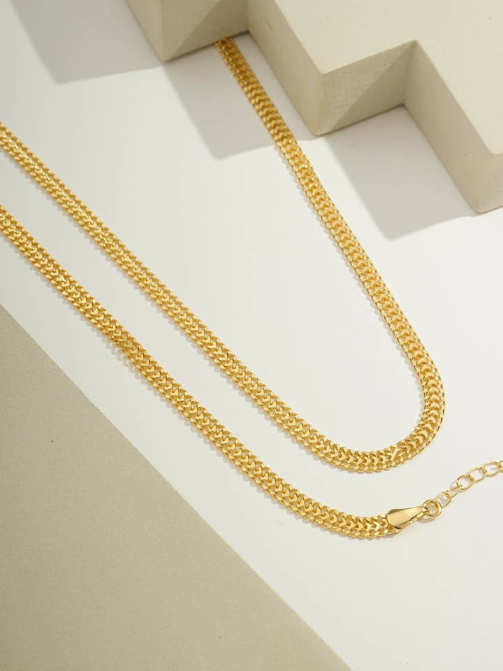 Collier Chaîne Double Gourmette Plaqué Or 14k | Meilleures Ventes pour la vente par Bossaglam Jewelry
