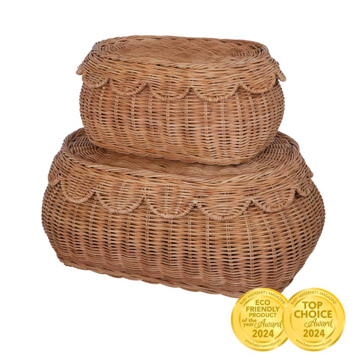 BEBE BASK® - Wholesale Storage bin – Child & baby - FLORA DUO RATTAN BASKET SET MOCCA1