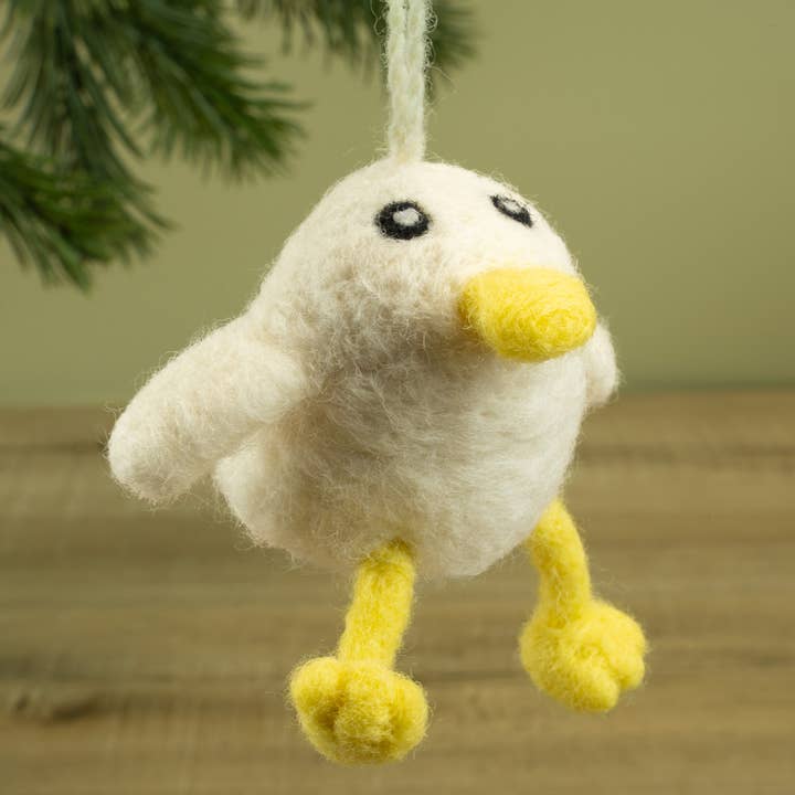 Handmade Wool Felt White Duck Ornament – Farm Animal for wholesale by Woolbuddy