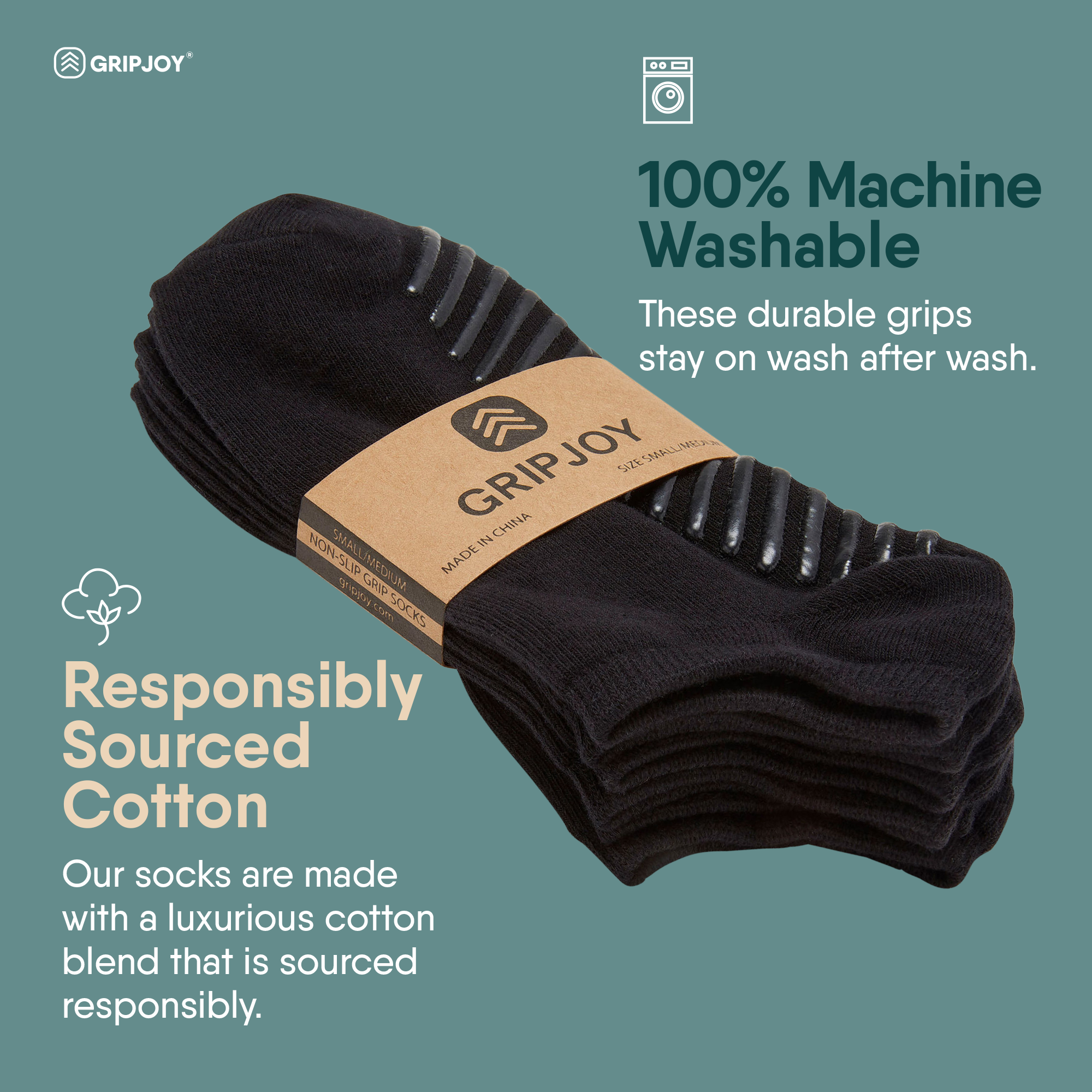 Gripjoy - Wholesale Socks - Unisex - Black Low Cut Non-Slip Socks - 3 pairs2