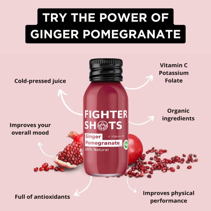 Fighter Shots - Wholesale Wellness Juice/Tonic - Fighter Shots Ginger + Pomegranate Shot (12x60ml)4
