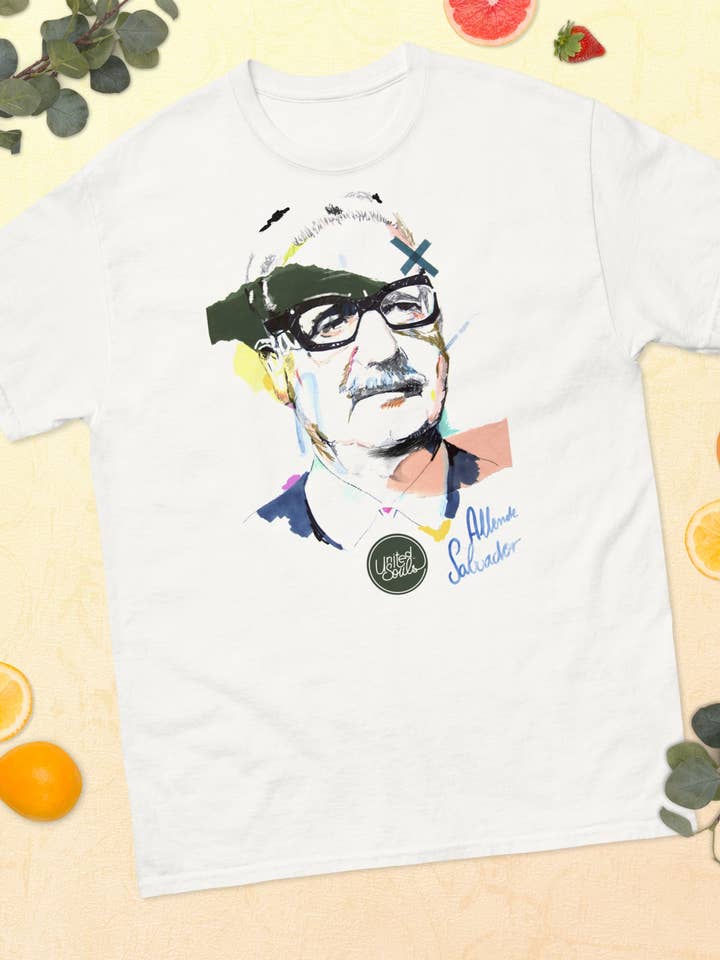Salvador Allende I A t-shirt essencial unissexo 100% algodão por atacado de UNITED SOULS