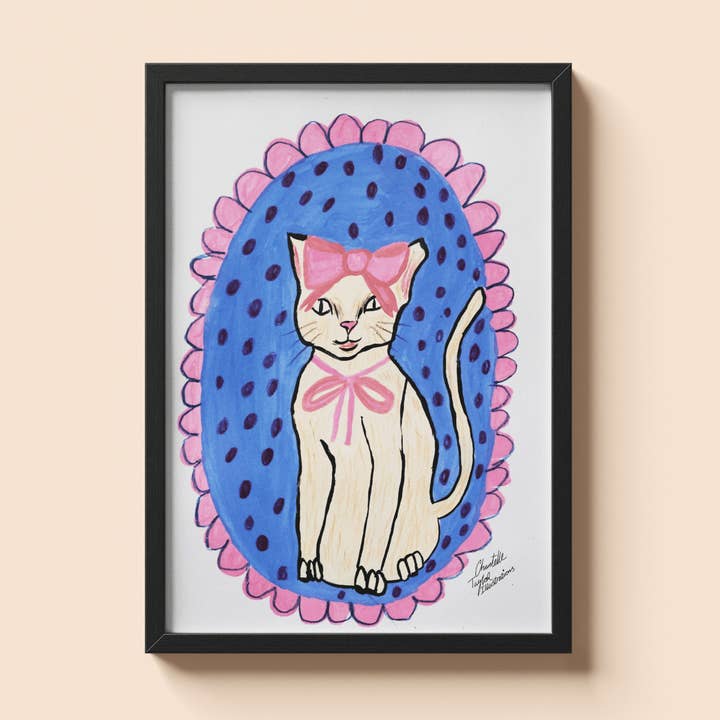Whimsical Cat Art Print Playful Cat Illustration for wholesale by Chantelle Taylor Illustrations