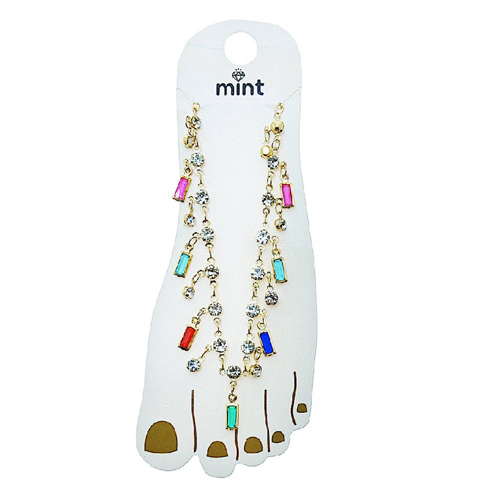 Atlas Fashion - Wholesale Anklet - Rectangle Gemstone Anklet0