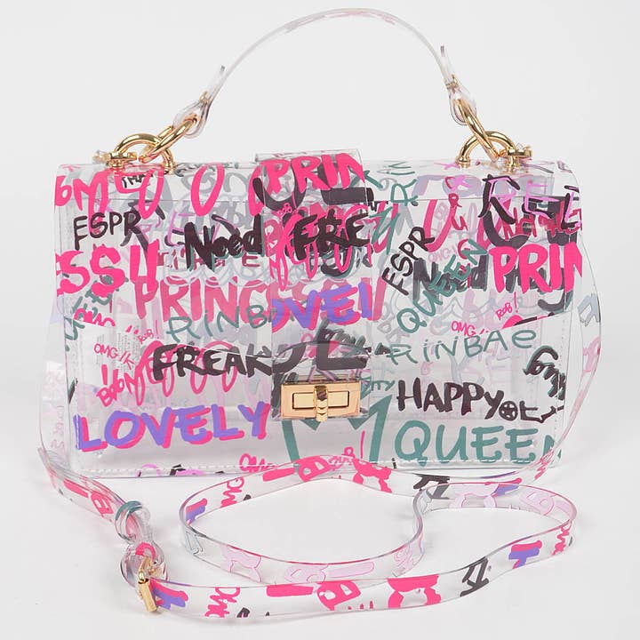 3AM BY H&D ACCESSORIES - Wholesale Top Handle Bag - Women's - Graffiti PVC Top Handle Bag for Women
