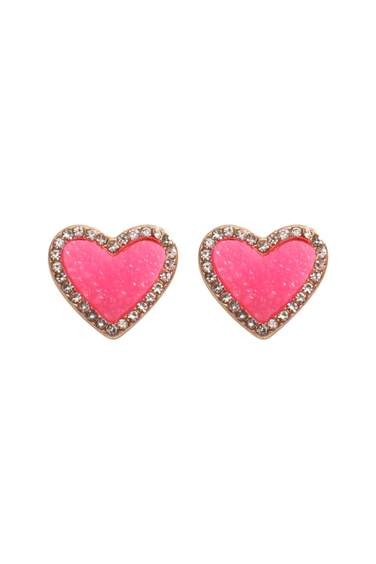 MYS Wholesale Inc - Wholesale Stud/Post Earrings - Valentine Heart Druzy With Rhinestone Post Earrings22