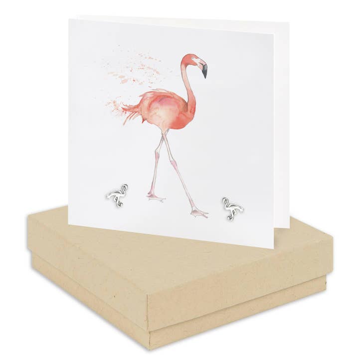 Sterling Silver Earrings – Handcrafted Flamingo Studs | Gift Ready Boxed Set for wholesale by Crumble & Core