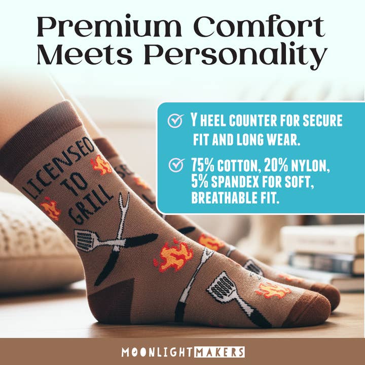 Moonlight Makers - Wholesale Socks – Unisex - Licensed to Grill - Funny Unisex Socks - Father's Day, Gift2