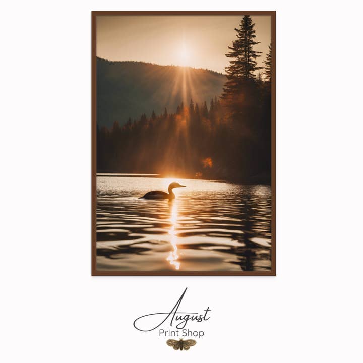 Loon Lake Framed Art Print on Canvas for wholesale by August Print Shop