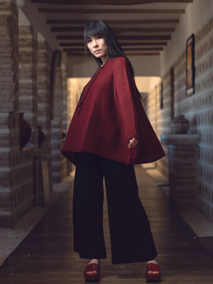 Wayta Alpaca Sweater Poncho for wholesale by Yanawara