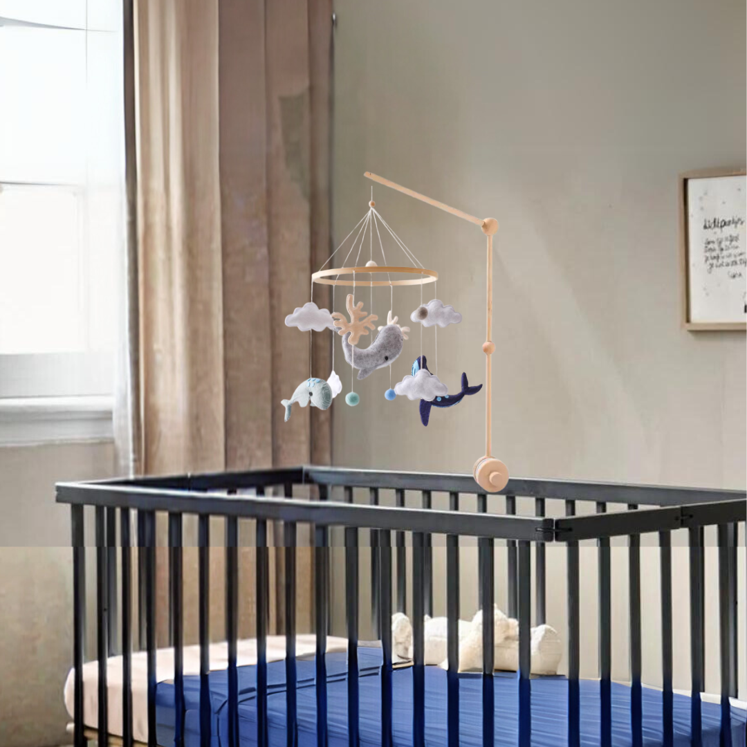 Joymaxx - Vente Mobile pour bébé - Mobile bébé fait main Océan & Baleines | Feutre & Bois1