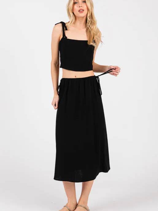 Midikjol i linne med sidoknytning och detaljer. för wholesale av Final Touch