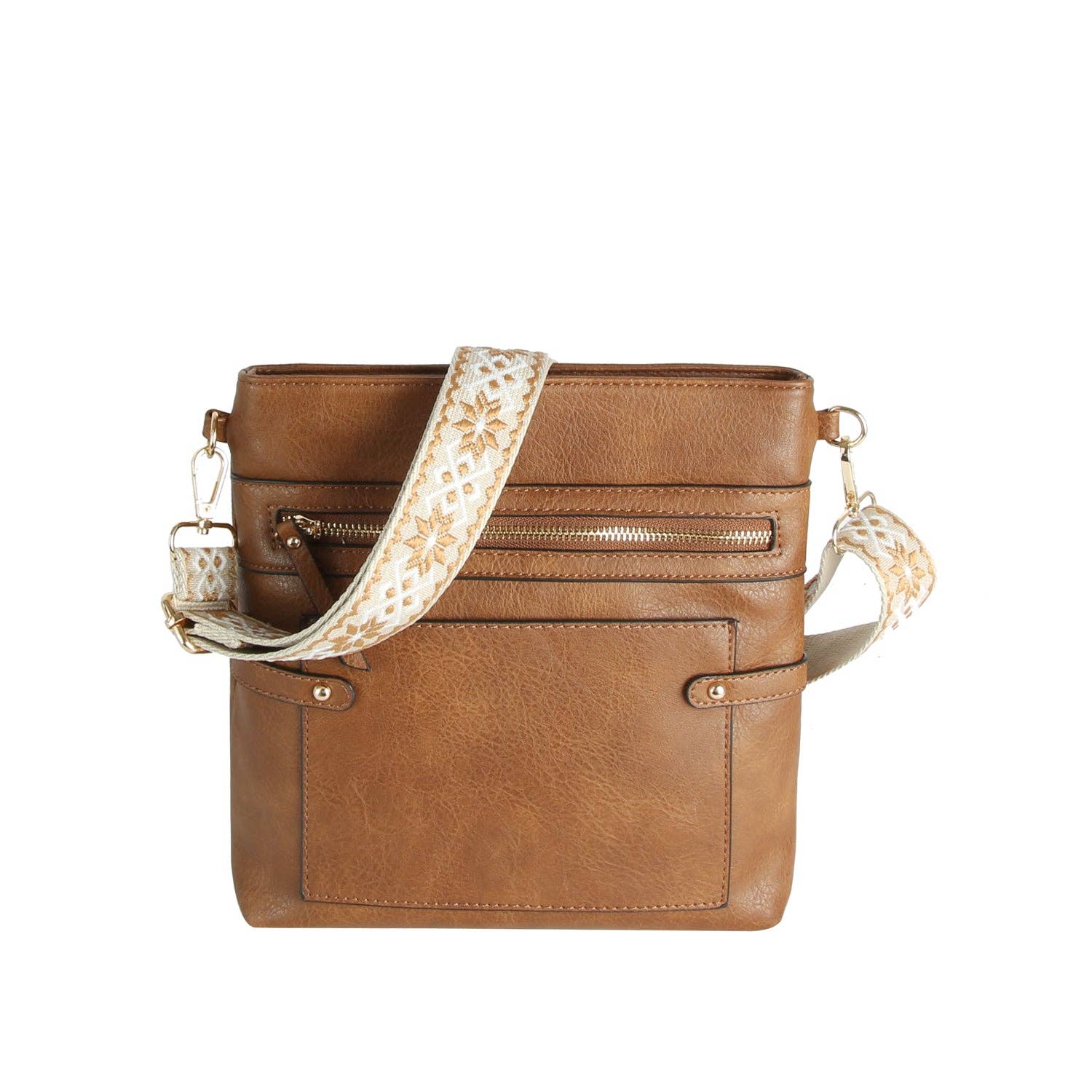 Handbag Factory Corp - Wholesale Crossbody Bag - Women's - Square shape front pocket guitar strap crossbody11