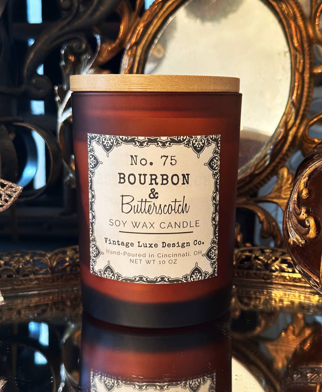 Vintage Luxe Design Co. - Wholesale Jar/Filled Candle - Bourbon Butterscotch 10 Oz. Soy Wax Candle * Vintage Luxury6