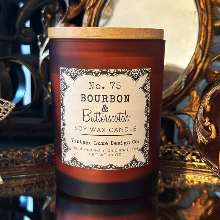 Vintage Luxe Design Co. - Wholesale Jar/Filled Candle - Bourbon Butterscotch 10 Oz. Soy Wax Candle * Vintage Luxury6