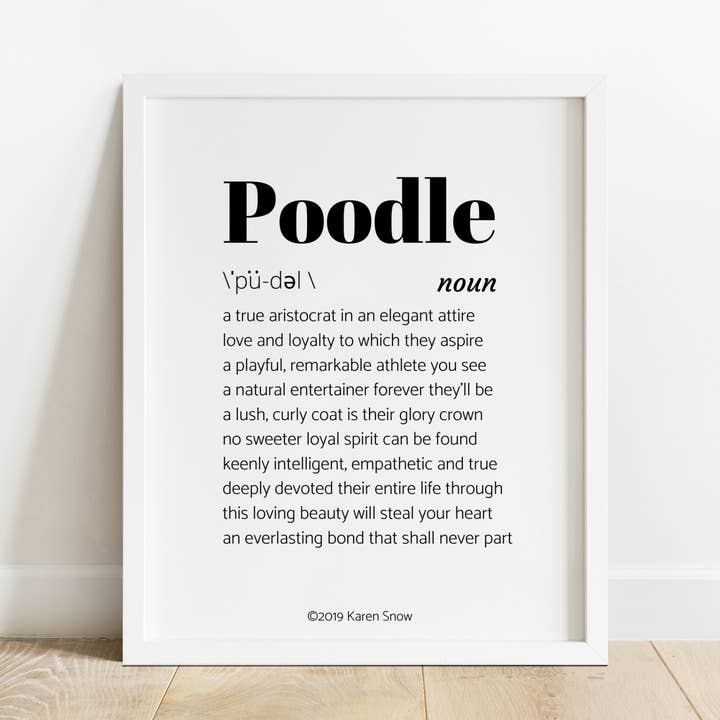 Poodle Dog Poetry Print, 8x10 Art Print for wholesale by Quill & Keepsake