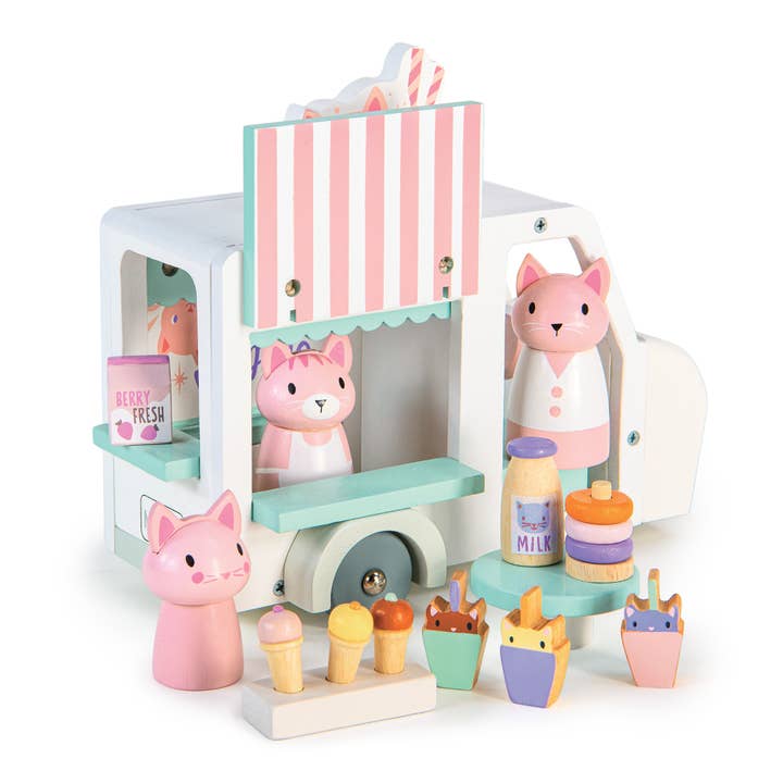 ThreadBear Design UK/EU – wholesale Toy set – Kids – Merrywood Tales Kitty's Milkshake Van1