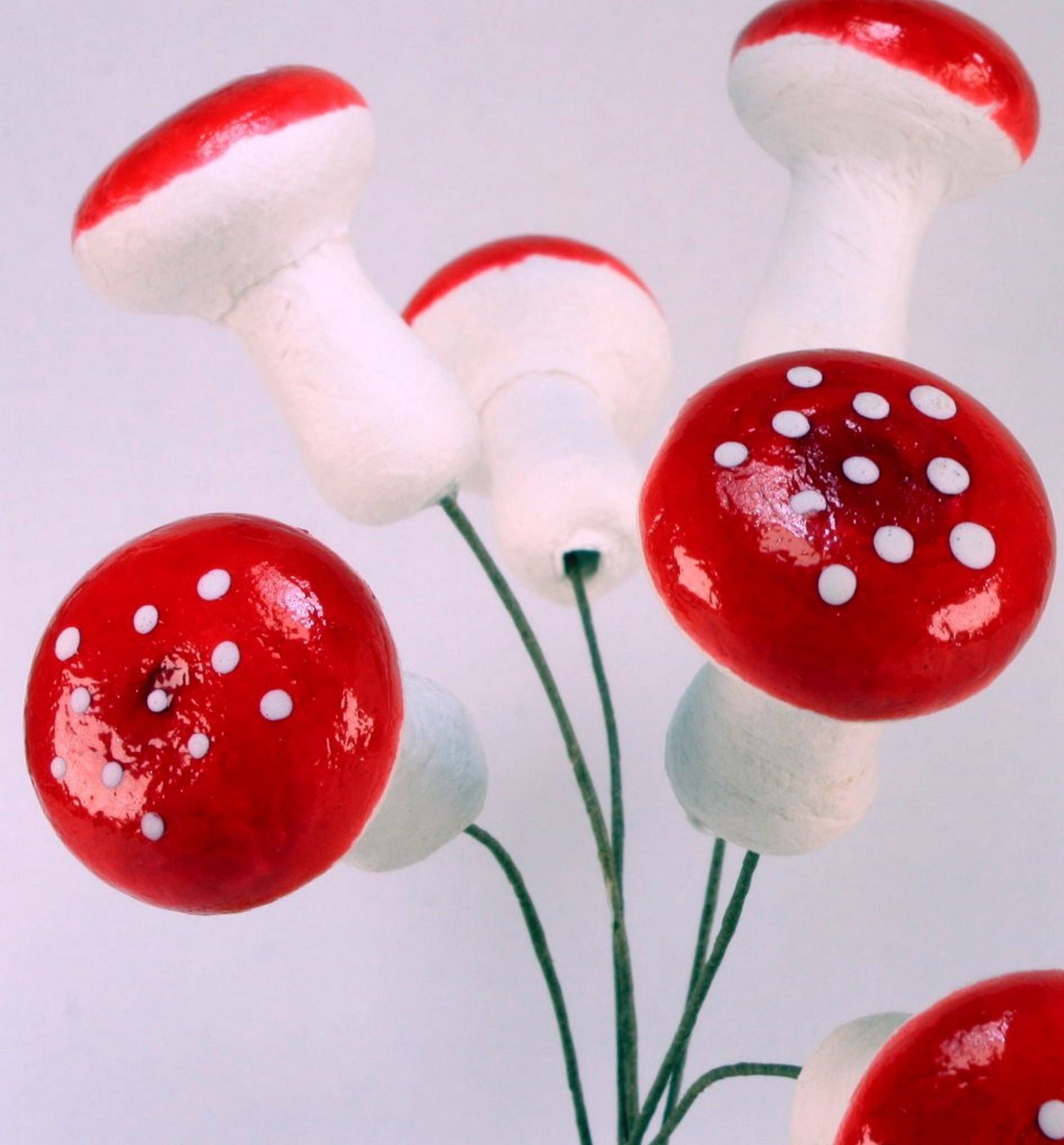 Funghi rossi Funghi rossi, cotone filato rosso, 2,5 cm, 6 pezzi in vendita all'ingrosso su Faire4