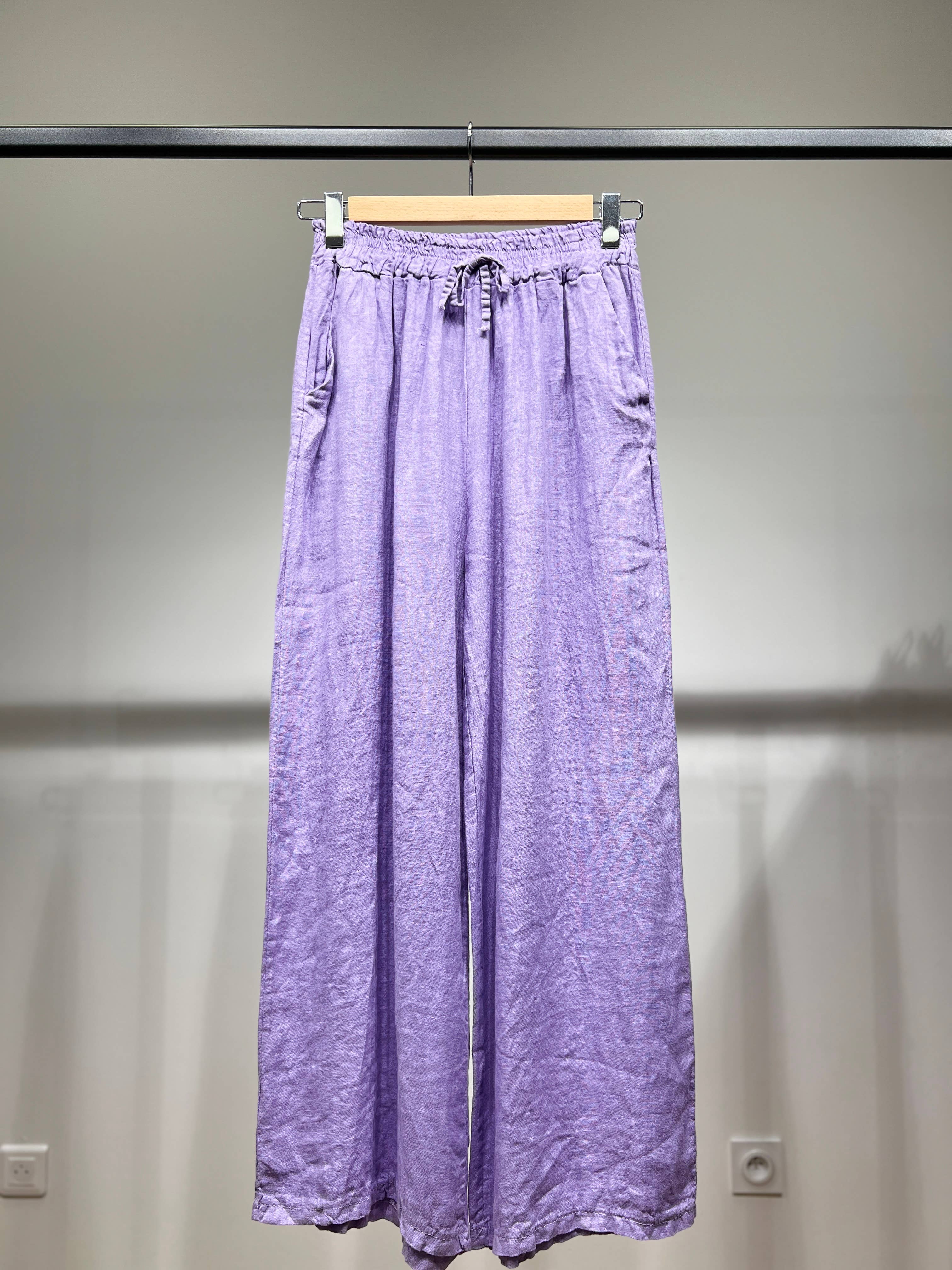L'Emotion - Wholesale Pants - Women's - Wide Leg Elastic Waist Drawstring Pants 100% Linen19