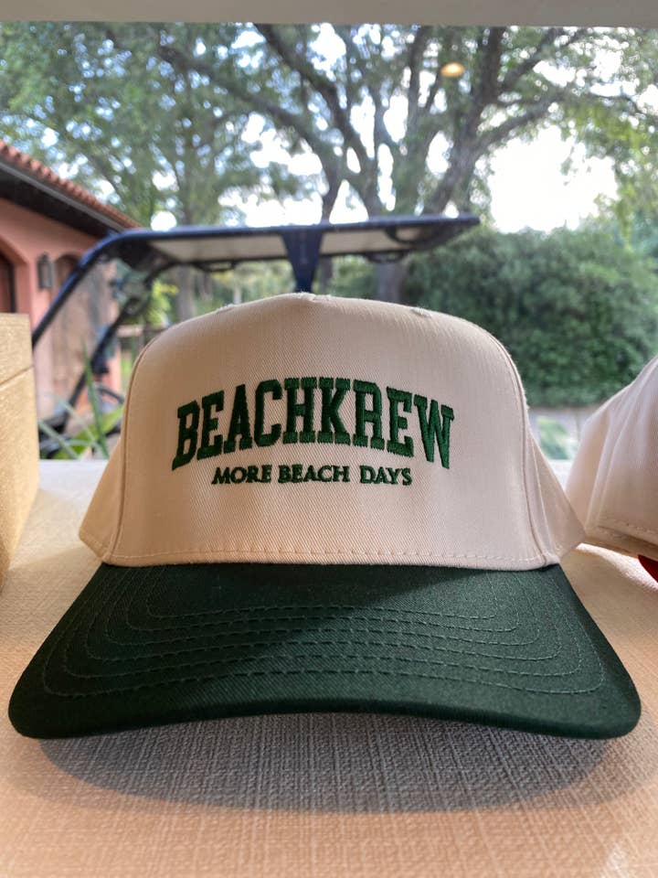 BEACHKREW VARSITY SIGNATURE HAT - NATURAL / GREEN for wholesale by Beach Krew