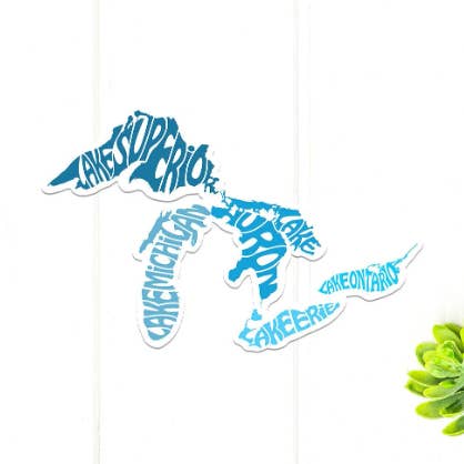 Autocollant vinyle contour des Grands Lacs pour la vente par Sweet Humors