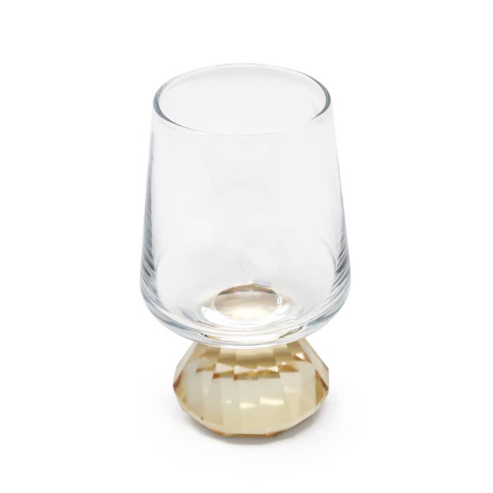 VIVIENCE - Wholesale Shot Glass - Set of 6 Shot Glasses with Diamond Base, Gold Rim
