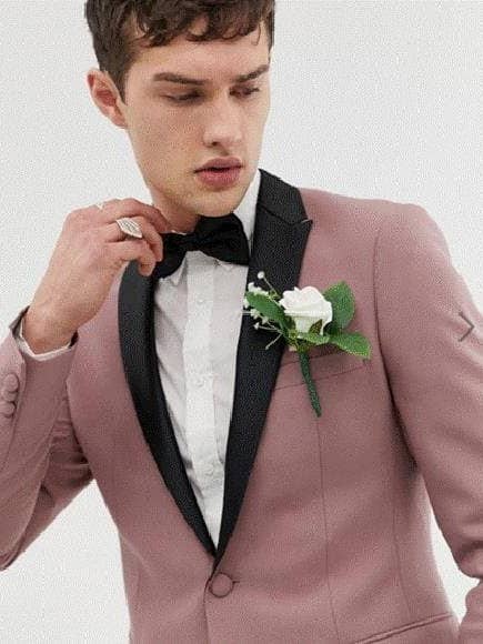 Tuxedo en velours pour homme, smoking rose noir et doré pour la vente par Alberto Nardoni