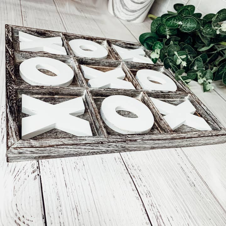 Gia Roma - Wholesale Decorative Tabletop Object - Wooden Tabletop Game + Decor, Tic Tac Toe Wood Game, Rustic15