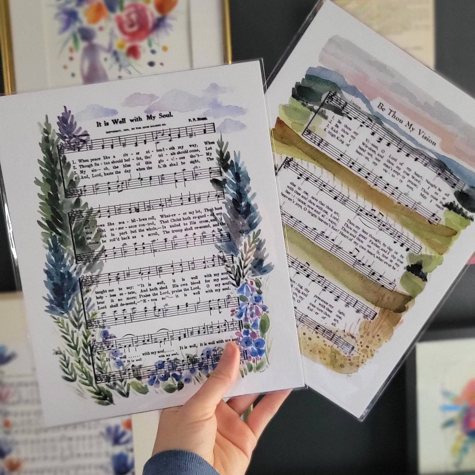 Marydean Draws - Wholesale Art Print - "Be Thou My Vision" Watercolor Landscape Hymn Art Print4