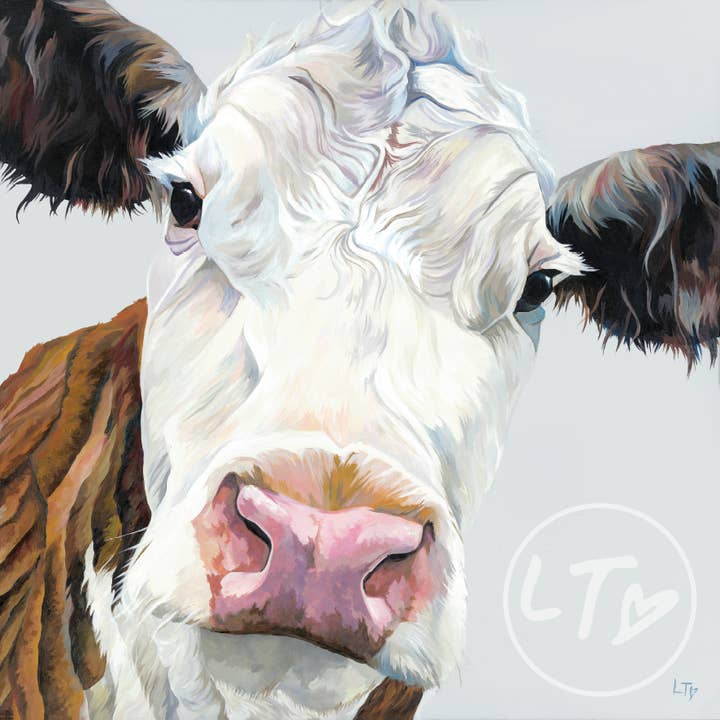 Lauren's Cows – wholesale Art print – Mounted Giclee Cow Art Print (Beth, Hereford)