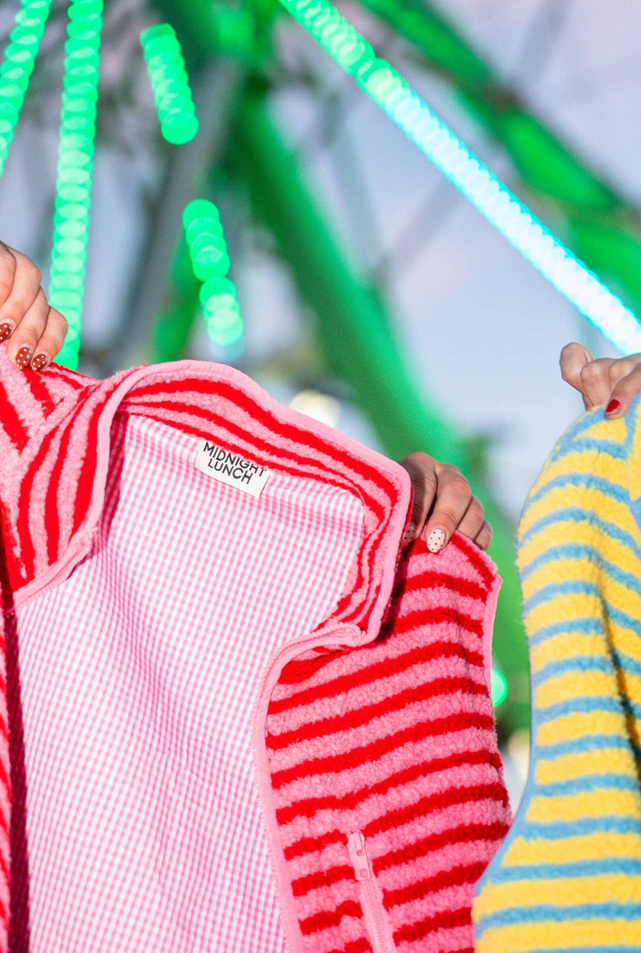 Midnight Lunch - Wholesale Outerwear Vest - Women's - The Stripe Vest | Pink + Red4