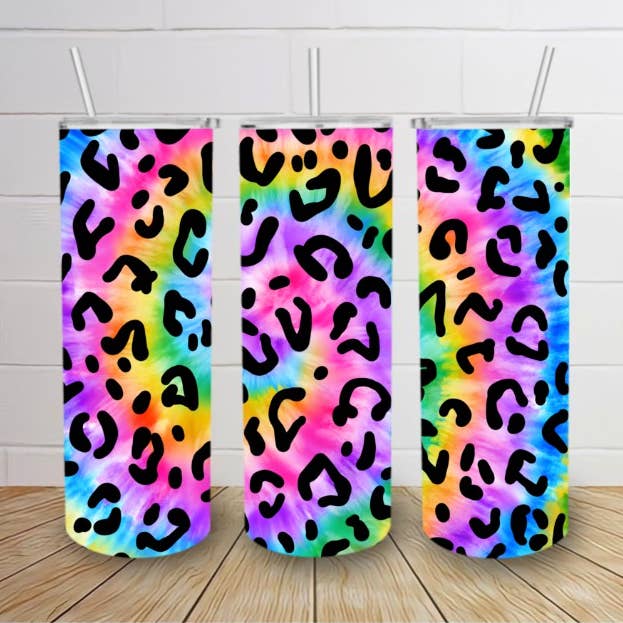 20oz Rainbow Leopard Tumbler for wholesale by Leo Patra LLC