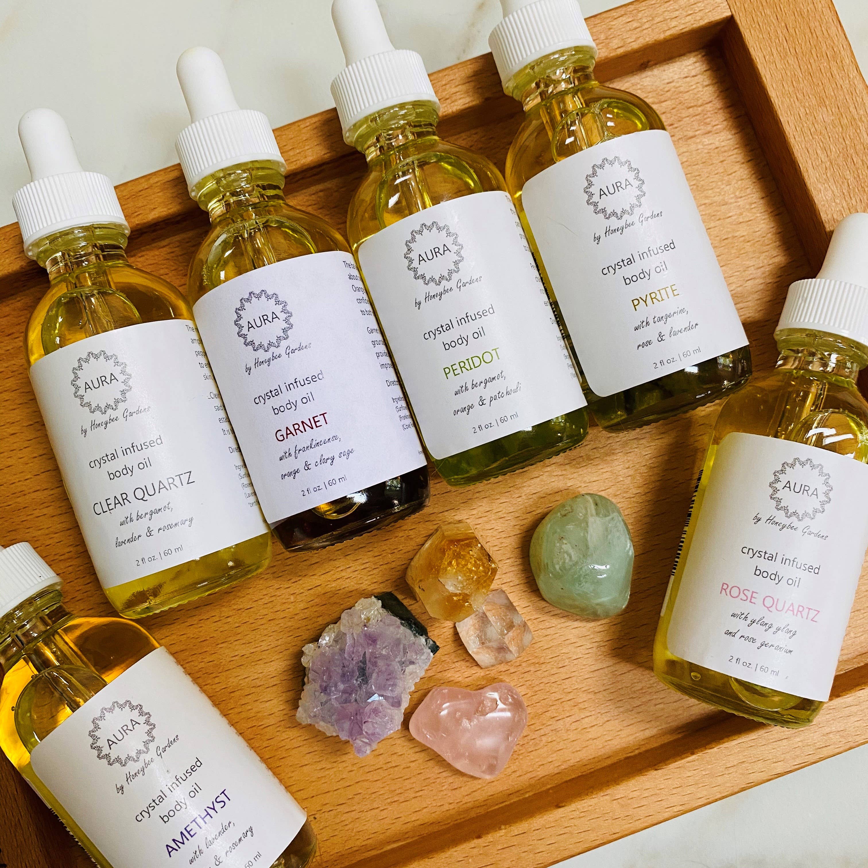 Honeybee Gardens Natural Cosmetics & Body Care - Wholesale Bath/Body Oil - Crystal Infused Aromatherapy Body Oils4