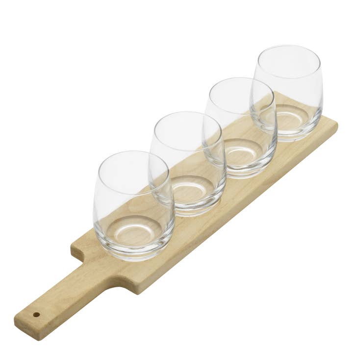 Houdini Barware - Wholesale Wine Glass - Houdini 5pc Wine Flight Tasting Board