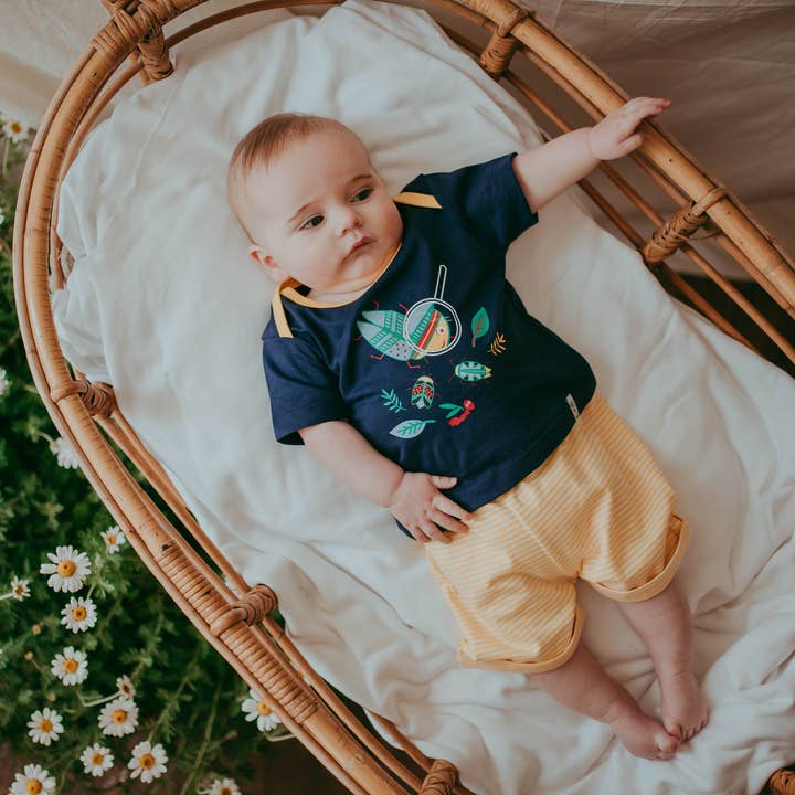 Ensemble T-shirt et short à imprimé insectes multicolores pour la vente par Lilly and Sid